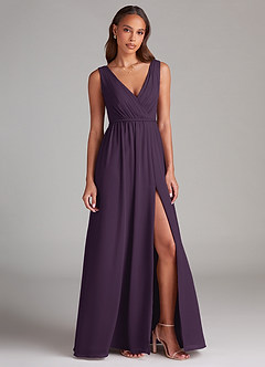 Azazie Tanicia Bridesmaid Dresses Plum A-Line Pleated Chiffon Dress image4