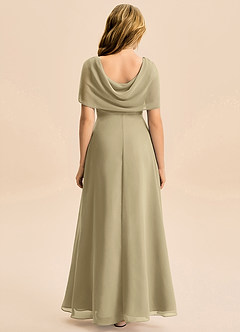 Azazie Emma Junior Robe Trapèze en Mousseline de soie Plissée Vert Mousse image2