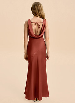 Azazie Rylina Junior Meerjungfrau-Linie Stretch-Satin Kleid Terrakotta image2