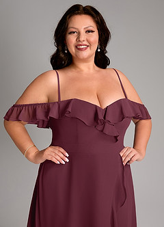 Azazie Lyra Bridesmaid Dresses Cabernet A-Line Chiffon Convertible Dress image17