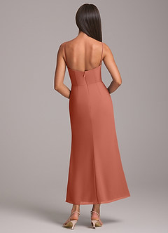 Azazie Saige Bridesmaid Dresses Clay Sheath Off the Shoulder Chiffon Convertible Dress image8
