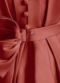 Azazie Miriam Flower Girl Dresses Terracotta Ball-Gown Pleated Matte Satin Dress image10