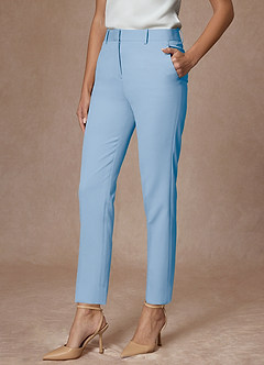 front Whitney Sky Blue Refined Weave Performance Full Length Dress Pants