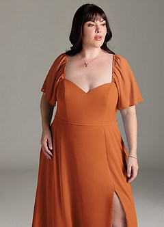 Azazie Chloe Bridesmaid Dresses Cinnamon A-Line Sweetheart Neckline Chiffon Dress image12
