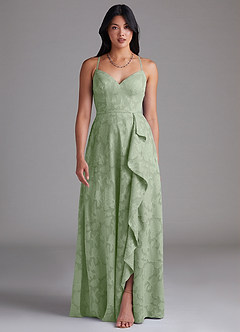 Azazie Naeem Bridesmaid Dresses Dusty Sage A-Line Floral Burnout Dress image1
