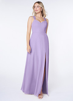 Azazie Jane Bridesmaid Dresses Lilac A-Line V-Neck Pleated Chiffon Dress image3
