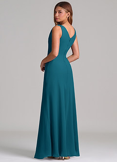 Azazie Nerine Brudtärnklänningar Klä av A-Linje i Chiffong Plisserad Bläckblå image2