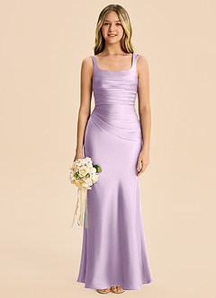 Azazie Agustina Junior Frosted Lilac Sheath Pleated Stretch Satin Dress image6