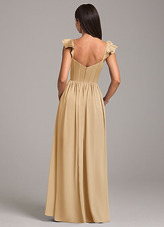Azazie Denisse Brautjungfernkleider A-Linie Gestreift Stretch-Satin Kleid Gold image2