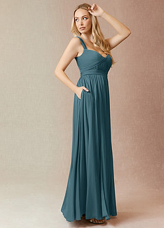 Azazie Reniya Bridesmaid Dresses Bermuda A-Line Pleated Mesh Convertible Dress image3