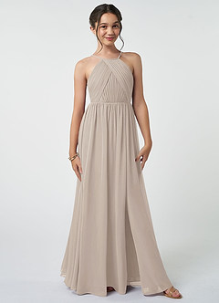 Azazie Leighton Junior Frost A-Line Pleated Chiffon Dress image2