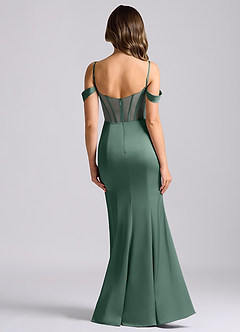 Azazie Alyce Bridesmaid Dresses Eucalyptus Mermaid Off the Shoulder Stretch Satin Convertible Dress image2