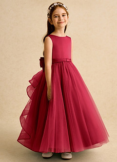 Azazie Lior Flower Girl Dresses Scarlet Ball-Gown Pleated Tulle Dress image3