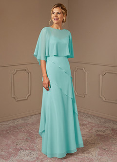 Azazie Bowie Mother of the Bride Dresses Aqua A-Line Chiffon Dress image2