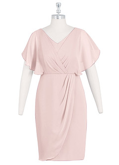 Azazie Julia Venta final Vestido Rosa Rubor de Gasa de Corte Recto con Cuello en V Plisado image6