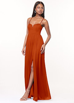Azazie Marsol Bridesmaid Dresses Paprika A-Line Corset Mesh Dress image3