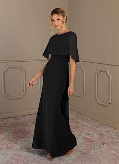 Azazie Dion Mother of the Bride Dresses Black Sheath Scoop Stretch Crepe Dress image10