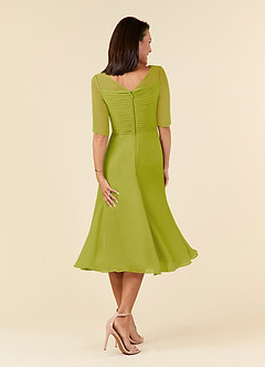 Azazie Naomi Abiti per la Madre della Sposa Abito A-Line in Chiffon Plissettato con Scollo a Barca Citronella image2