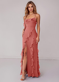 Azazie Malia Bridesmaid Dresses Antique Rose Sheath Ruched Chiffon Dress image6