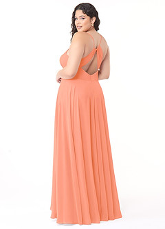 Azazie Avelina Bridesmaid Dresses Sunset A-Line V-Neck Pleated Chiffon Dress image9