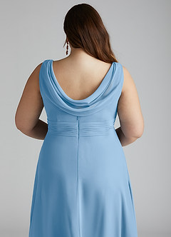Azazie Karina Bridesmaid Dresses Powder Blue A-Line Pleated Chiffon Dress image10