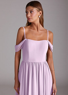Azazie Calianna Bridesmaid Dresses Frosted Lilac A-Line Off the Shoulder Chiffon Convertible Dress image7
