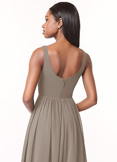 Azazie Keyla Abiti da Damigella Abito A-Line in Chiffon con Scollo a V a Pieghe Taupe image4