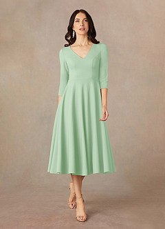 Azazie Nassif Mother of the Bride Dresses Dusty Sage A-Line Stretch Crepe Dress image1