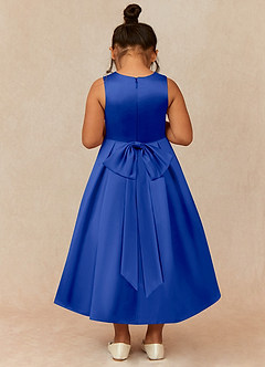 Azazie Ronda Final Sale Royal Blue A-Line Pleated Matte Satin Dress image2