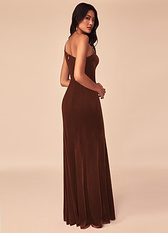 Azazie Kala Bridesmaid Dresses Terracotta A-Line One Shoulder Velvet Dress image4