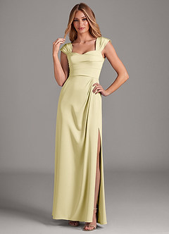 Azazie Laila 신부 들러리 드레스 A라인 스윗하트 네크라인 스트레치 새틴 바닥 길이 드레스 image3