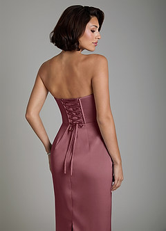 Azazie Fallyn Brautjungfernkleider Etui Korsett Stretch-Satin Kleid Wüstenrose image2