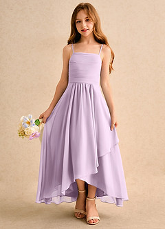 Azazie Twilight Dance Girls Formal Abiti da Ragazza di Fiori Abito A-Line in Chiffon Plissettato Lilla Glassato image4