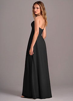 Azazie Joni Bridesmaid Dresses Black A-Line Strapless Chiffon Convertible Dress image3