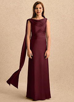 Azazie Sanah Girls Formal Flower Girl Klänningar Klänning A-Line i Stretch Satin Plisserad image4