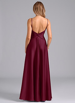 Azazie Elita Bridesmaid Dresses Mulberry A-Line Pleated Stretch Satin Dress image5