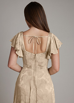 Azazie Keya Brautjungfernkleider A-Linie Gestreift Jacquard Kleid Taupe Jacquard image2