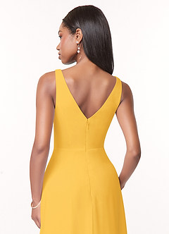 Azazie Nala Bridesmaid Dresses Marigold A-Line Pleated Chiffon Dress image5