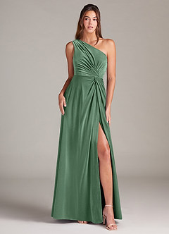 Azazie Brooke Jurken voor bruidsmeisjes Jurk van flueel met A-Lijn One-Shoulder Eucalyptus image1