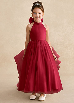 Azazie Bev Flower Girl Dresses Scarlet A-Line Convertible Tulle Dress image3