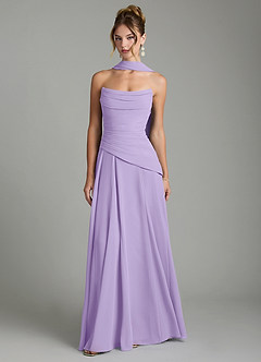 Azazie Gabriela Robes de demoiselle d'honneur Robe Trapèze en Mousseline de soie Corset Lilas image1