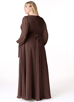 Azazie Leonia Jurken voor bruidsmeisjes Jurk van Chiffon met A-Lijn Lange mouw Ganache image9