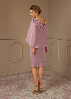 Azazie Carmela Mère de la mariée Robes Robe Fourreau en Mousseline de soie Dentelle Rose Poussiéreuse image3