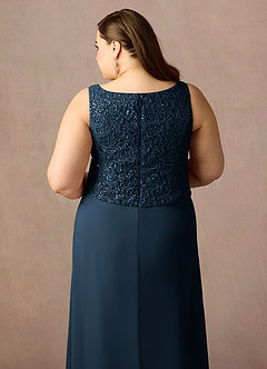 Azazie Cornelia Mother of the Bride Dresses Dark Navy Sheath Square Neckline Sequins Chiffon Dress image20