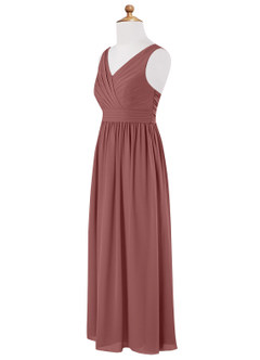 Azazie Kora Junior Desert Rose A-Line Pleated Chiffon Dress image7