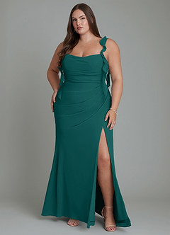 Azazie Jessamine Bridesmaid Dresses Peacock Mermaid Corset Chiffon Dress image9