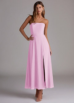 Azazie Wren Bridesmaid Dresses Candy Pink A-Line Strapless Chiffon Dress image5