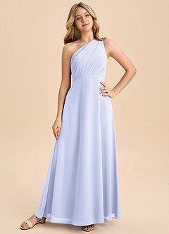 Azazie Phaedra Junior Vestido de Lavanda de Gasa de Corte en A con Plisado image3