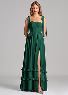 Azazie Anastacia Bridesmaid Dresses Emerald A-Line Sweetheart Neckline Chiffon Dress image6