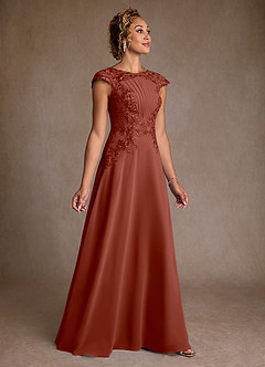 Azazie Christi Kleider für die Brautmutter A-Linie Spitze Chiffon Kleid Rotbraun image3